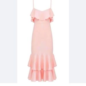 LIKELY 499 Revolve Pink Ruffle Midi Dress Size  2